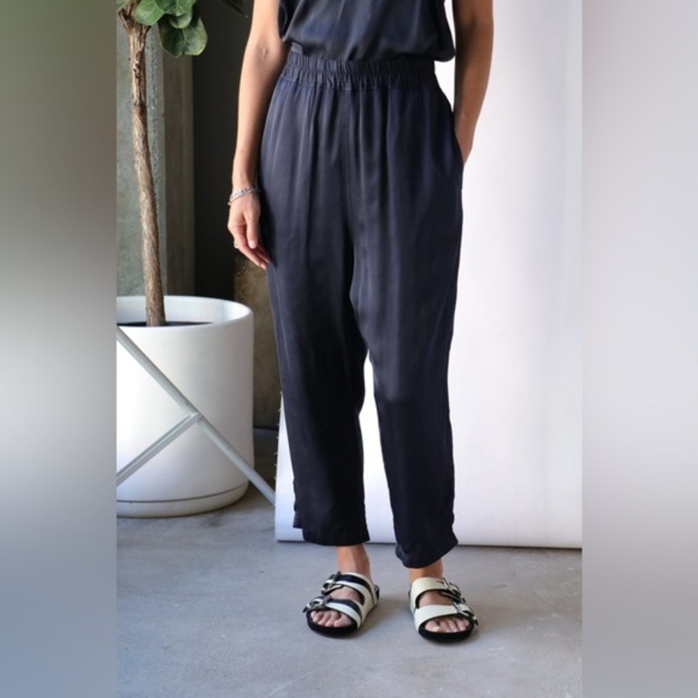 Nili Lotan Safi Satin Drop Crotch Pants Size Small Rayon Sapphire color NEW NWT